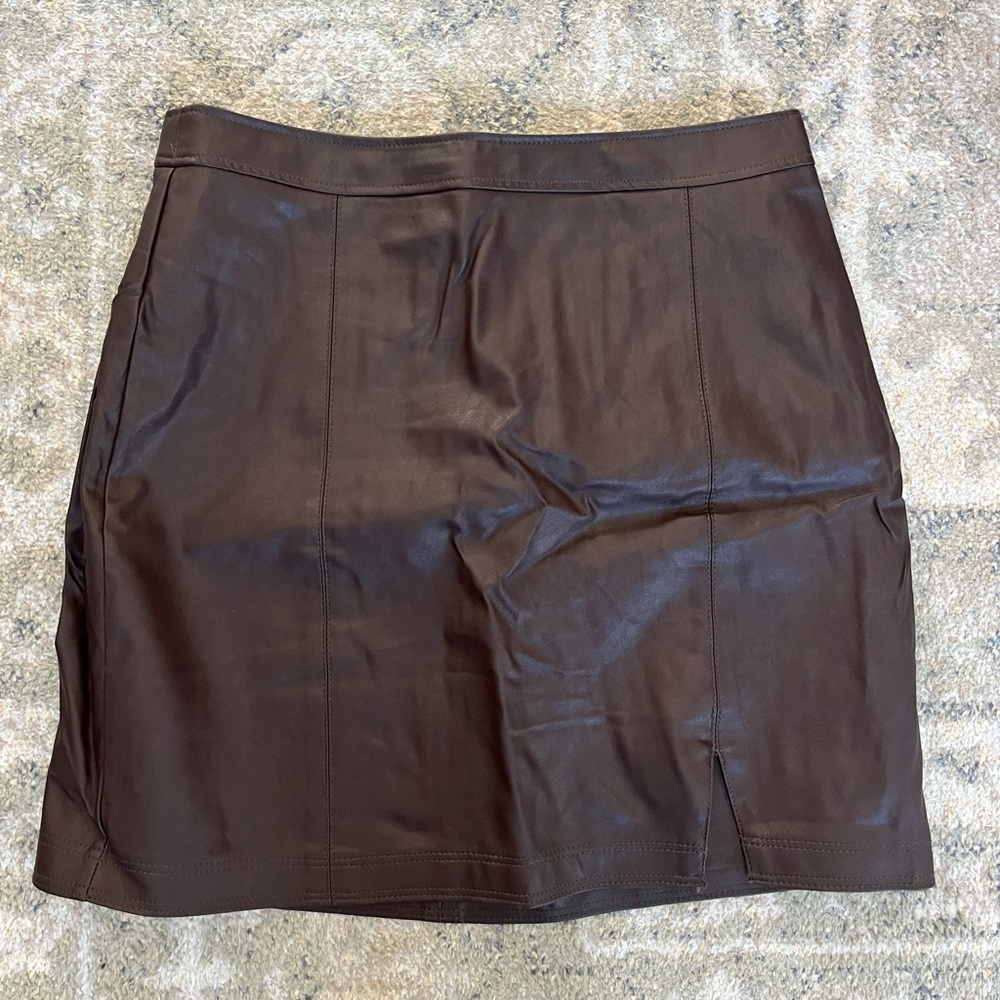 Abercrombie & Fitch Vegan Leather Skirt in Brown
